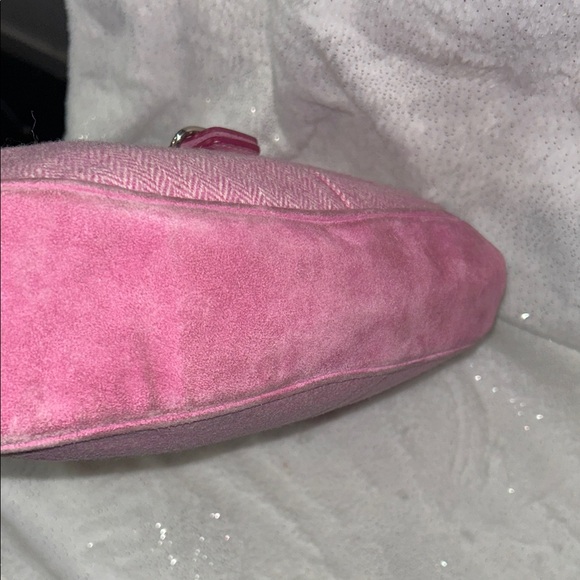 Coach RARE Vintage Suede Leather Canvas Pink Shoulder Bag with Buckle flap - Picture 9 of 17